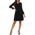 thumbnail image 1 of INSPIRE CHIC Vestido Mini de Chiffon con Panel de Malla y Manga Larga con Volantes Cuello en V Negro L, 1 of 6