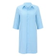 thumbnail image 3 of Fsqjgq Elegant Cotton Linen Shirt Dresses for Women 2024 Spring Summer Fashion Solid Long Sleeve Lapel Mini Shift Dress Daily Casual Work Dress L, 3 of 5