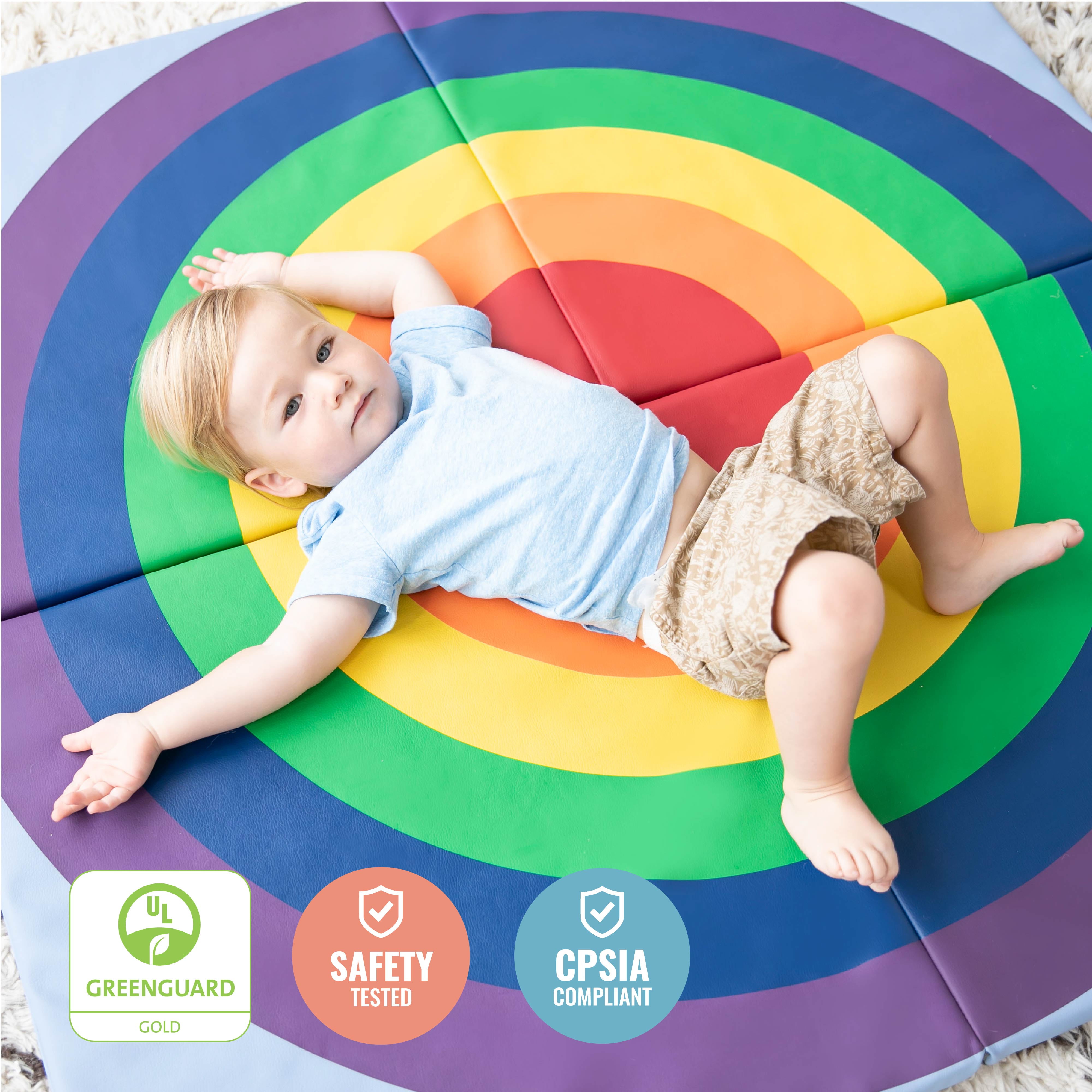 ECR4Kids SoftZone Rainbow Activity Mat, Rainbow