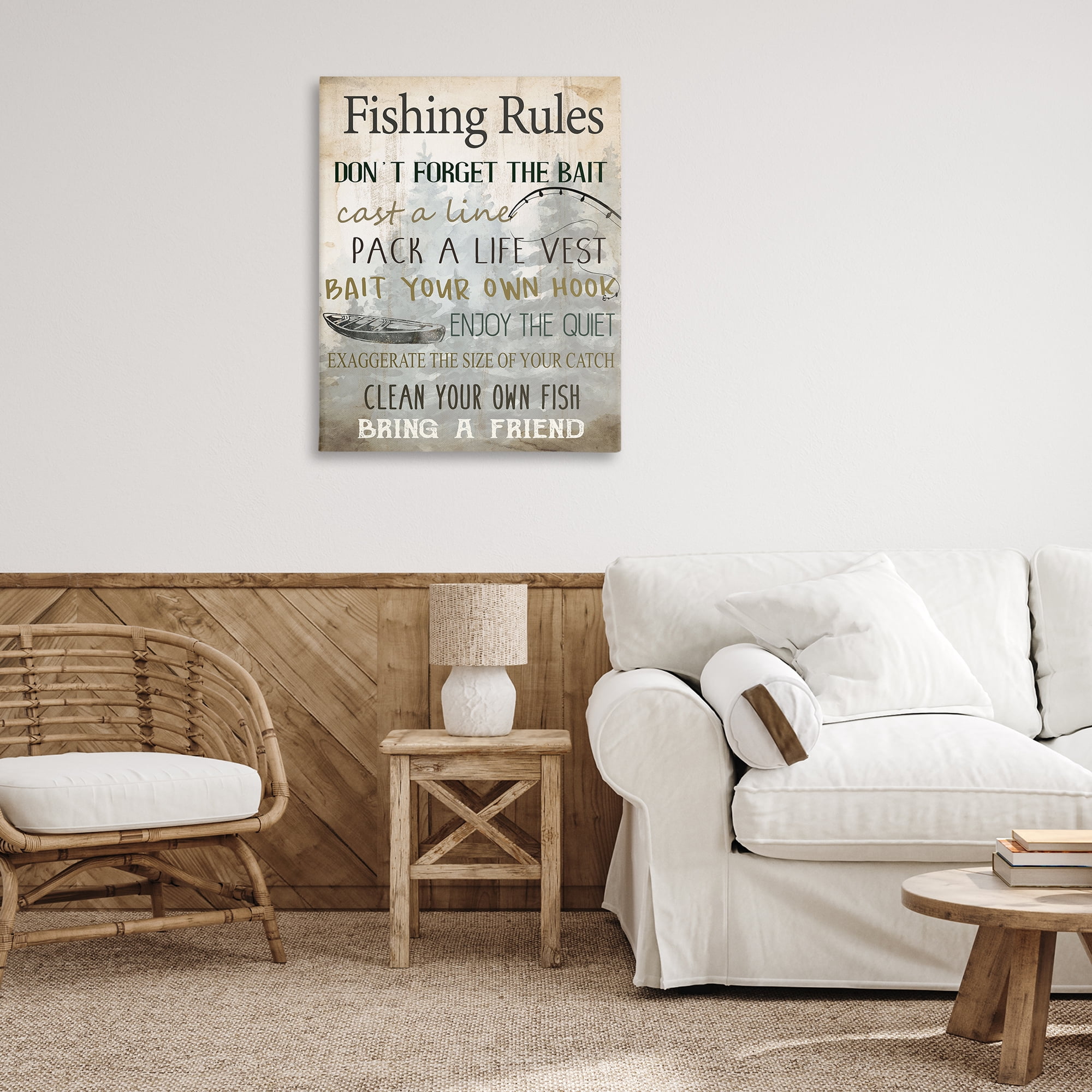 Stupell Industries Fishing Rules List Nautical & Beach Painting Wrapped Canvas Art Print Wall Art, 30 x 40