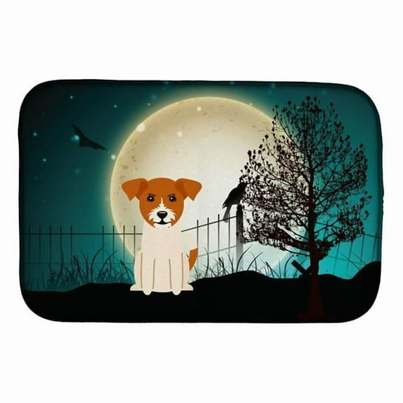 Halloween Scary Jack Russell Terrier Dish Drying Mat