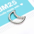 thumbnail image 3 of 14 Karat White Gold Fire Opal Sparkle Lined Crescent Moon Seamless Clicker Hoop Ring, 3 of 4