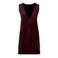 thumbnail image 4 of Ediodpoh Ladies Solid Color Sleeveless Long Double Vest Skirt Sweater Vest for Women with Versatile Design Red M, 4 of 5