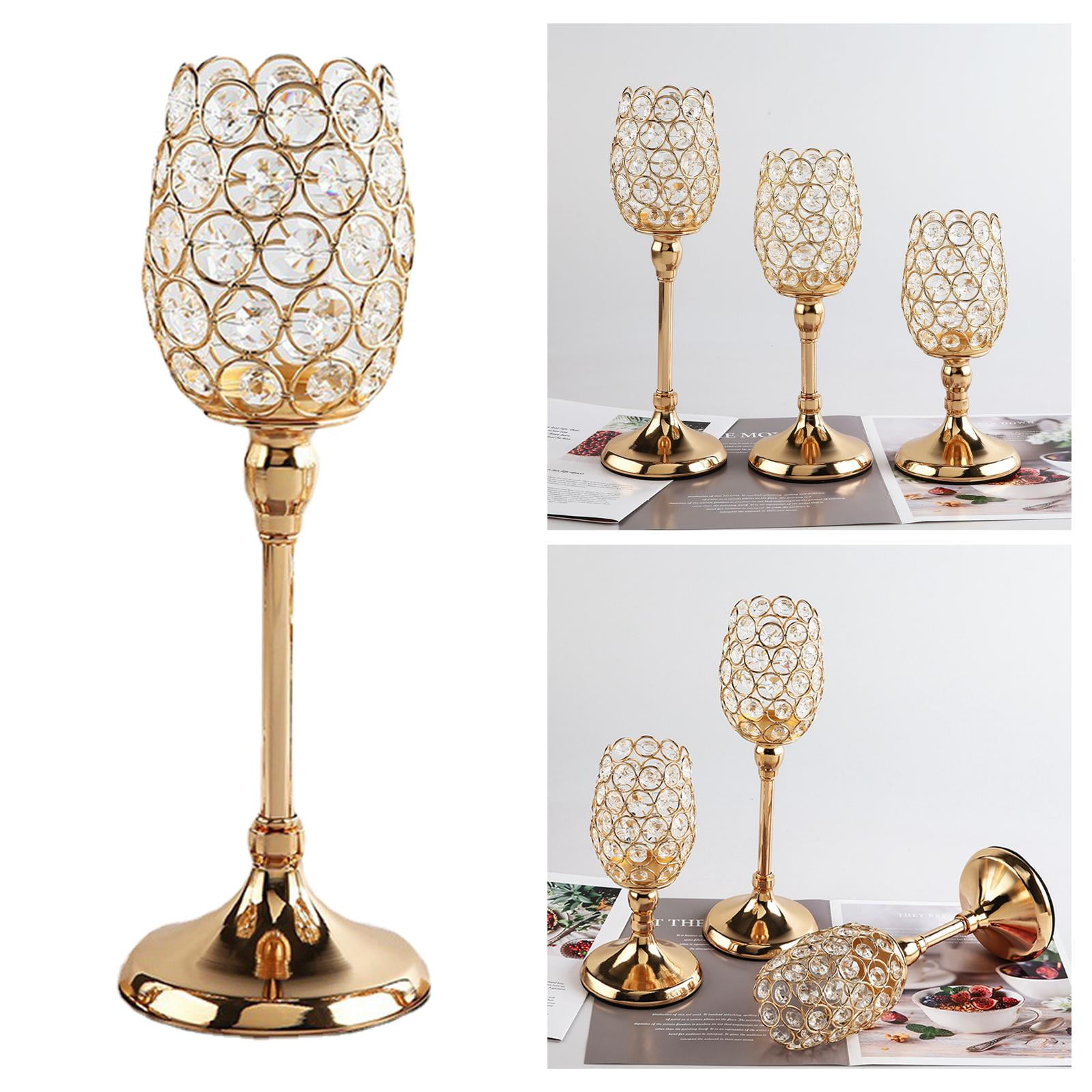 Mosaic Candlestick Stand Gold Plated Crystal Candle Holder for