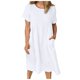 thumbnail image 1 of Vestido largo retro con bolsillo y cuello redondo de manga corta sólida a la moda para mujer Pompotops ghjkhdj12657, 1 of 5