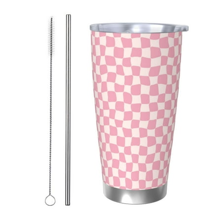 

Ocsxa Irregular Plaid Pattern 20oz Travel Coffee Mug with Flip Lid Stainless Steel Insulated Insulated Coffee Mug Thermal Cup with Splash Proof Sliding Lid-Straw Two-piece Set