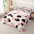 thumbnail image 3 of Castle Fairy Trendy Irregular Blob Print Bed Spread Queen 3pcs,Slender Dot Line Soft Pale Tone Queen Coverlet Set,Pink Black Ivory,1 Quilt and 2 Pillowcases, 3 of 7