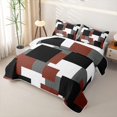thumbnail image 3 of Castle Fairy Abstract Irregular Square Block Twin Quilt Set 2 Pieces,Minimalist Overlap Geometric Twin Coverlet Set,Rust Gray Black,1 Bedspread and 1 Pillowcase, 3 of 7