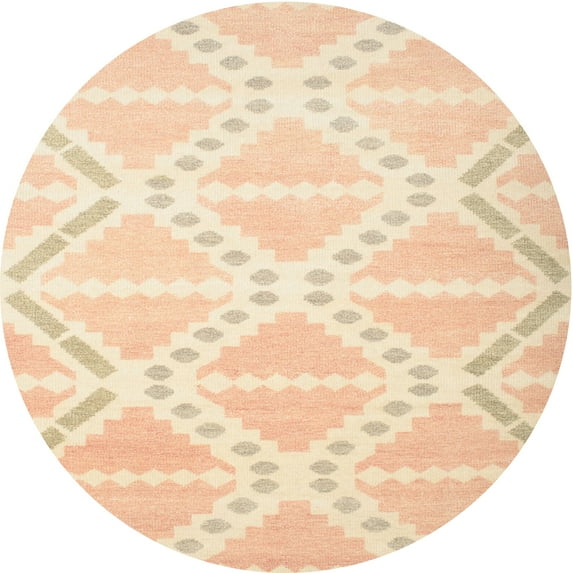 Ahgly Company Indoor Round Contemporary Golden Blonde Gold Abstract Area Rugs, 5' Round