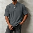 thumbnail image 2 of VEXRO Waffle Henley Tee Tops for Men Classic Fit Short Sleeve Knit Button Shirts for Casual & Daily, 2 of 7