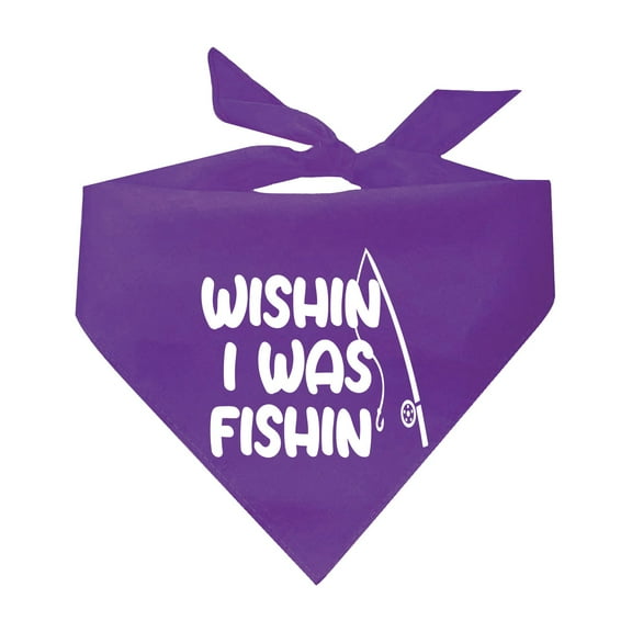 Wishin' I Was Fishin' Triangle Dog Bandana (Assorted Colors)