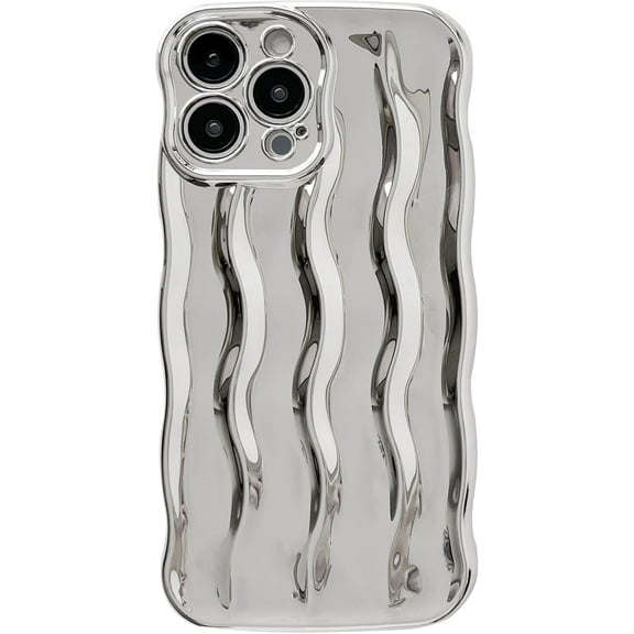 for iPhone 13 Pro Max Case,Water Ripple Pattern Curly Wave Frame Soft Compatible with iPhone Case (Silver,iPhone 13 Pro Max)