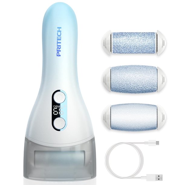Eliminador eléctrico de callos PRITECH, recargable, impermeable, azul