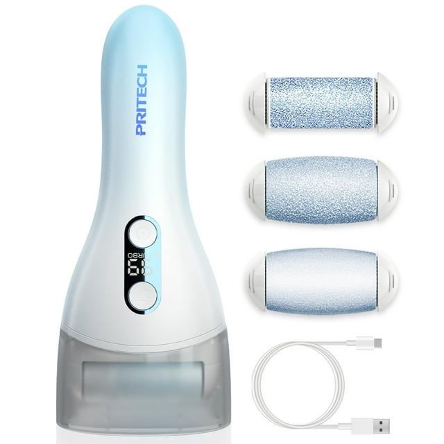 Eliminador eléctrico de callos PRITECH, recargable, impermeable, azul