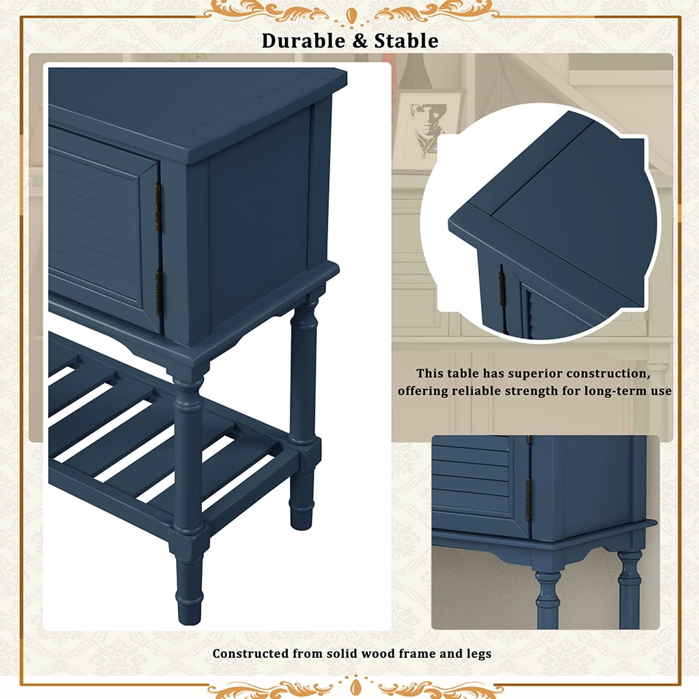 Lowestbest 47" Modern Console Table Sofa Table for Living Room with 2 Drawers, 2 Cabinets and 1 Shelf (Navy Blue) Lowestbest 47" Modern Console Table Sofa Table for Living Room with 2 Drawers, 2 Cabinets and 1 Shelf (Navy Blue)