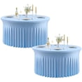 thumbnail image 1 of Paquete de 2 manteles redondos de licra azul bebé para mesas de 72 pulgadas, manteles elásticos ajustables de 6 pies para fiesta de boda, 1 of 5
