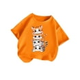 thumbnail image 3 of Shirts Girls Kid Leisure Graphic Round Neck Short Sleeve Tee Top Summer Casual Girls' Tops, Tees Orange 5 Years-6 Years, 3 of 5