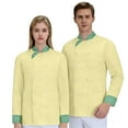 thumbnail image 2 of Domuza Unisex Chef Shirts Classic Long Sleeve Kitchen Restaurant Cooking Works Outfit Waterproof Solid Breathable Lightweight Tops Yellow 2XL, 2 of 6