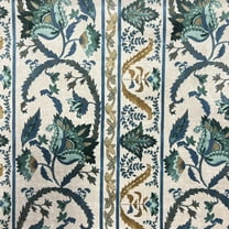 Decora Furnishings Vintage Coromandel Design Digitally Printed Velvet Finish Fabric for Upholstery, Window Treatments, Craft - Width 54 inches - Fabric by The Yard (Blue)