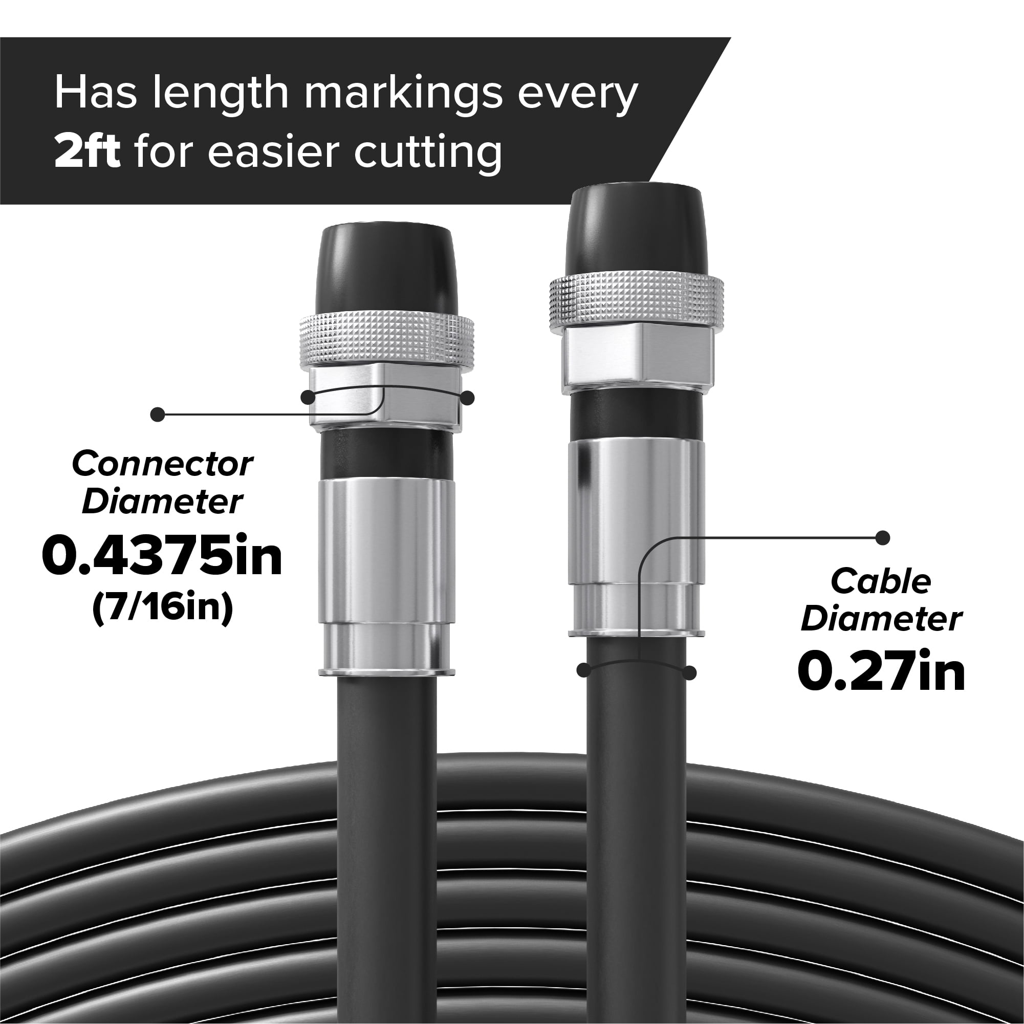 Buy 50' Feet, Black RG6 Coaxial Cable with rubber booted Weather