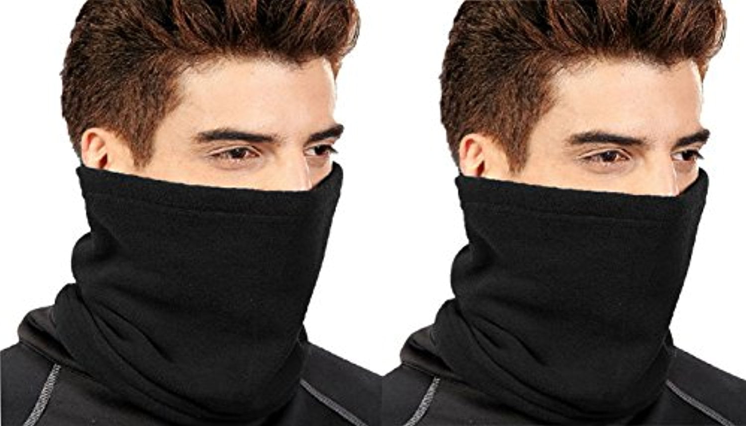 Peach Couture Thick Knit One Hole Facemask Balaclava Snowboarding Biker Mask (2 Black) by
