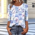 thumbnail image 2 of Ruimatai Women's Boho T-Shirt Vintage Floral Print Loose Fit 3/4 Sleeve Round Neck Casual Oversized Top, 2 of 7