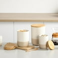thumbnail image 5 of Sabine Ceramic Canister Set with Airtight Wood Lids - 3-Piece Kitchen Storage for Flour, Sugar, Coffee, Tea & Spices - Modern Countertop Decor, 5 of 8