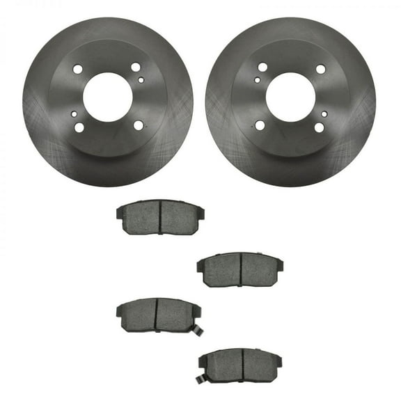TRQ Rear Brake Pad & Rotor Kit Brake Pads Brake Rotor Semi-Metallic Fits Select 2001-2002 INFINITI G20 2002-2006 Nissan Sentra