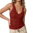 thumbnail image 2 of HUANBAI Women's V Neck Slim Fit Ribbed Knit Camisole Tops Sleeveless Shirt For Layering And Wear Women's Tank Top, 2 of 4