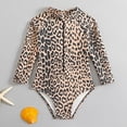 thumbnail image 3 of YunPes Toddler Girls One Piece Swimsuits Leopard Print Long Sleeve Bodysuit Summer Rash Guard Sun Protection Swimwear UPF 50+, 3 of 8