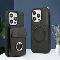 Allytech 2 in 1 Wallet Case for Apple iPhone 15, Detachable Cards Holder with Ring Holder Stand Shokproof Compatible with Magsafe Wireless Charging Support Protective Case for Women Men - Black