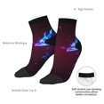 thumbnail image 6 of Rateoe Futuristic Red And Blue Bird Pattern Quarter Crew Socks,Toe Seamed Ankle Socks,Cotton Cushioned Breathable Athletic Crew Sports Socks, 6 of 7