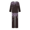 thumbnail image 5 of Oalirro Womens Pajamas Set Casual Long Sleeve Top with Long Pants Homewear 2 Piece Pjs Set with Long Pants Purple,S, 5 of 6