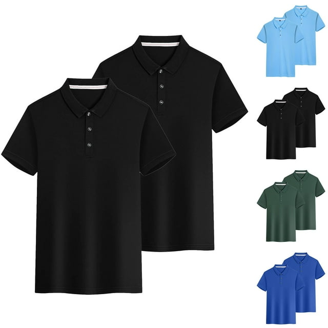 QIPOPIQ Lot de 2 Polos de Sport pour Femmes à Séchage Rapide, T-Shirt de Golf à Manches Courtes Évacuant l'Humidité avec Col, Hauts de Tennis en Liquidation