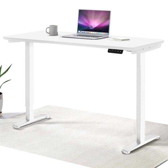 MotionGrey Height Adjustable Electric Motor Sit-to-Stand Standing Office Desk - White Frame with White Tabletop (43"x24")