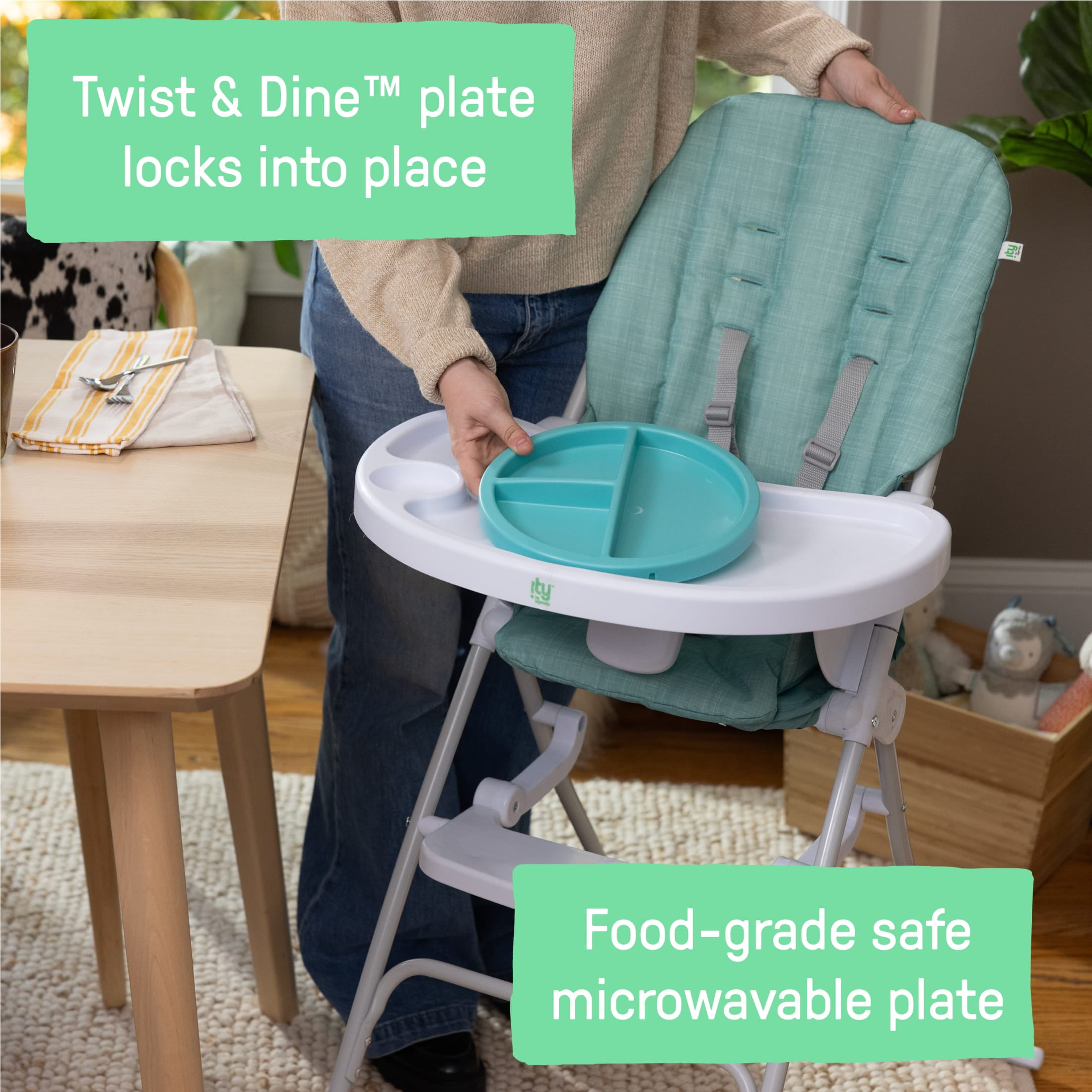Ingenuity Sun Valley Compact Folding High Chair - For Ages 6 Months and Up, Unisex - Teal
