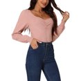 thumbnail image 4 of INSPIRE CHIC Women's Rib Knit Pullover Puff Sleeve Sweetheart Neck Solid Color Jumper Tops, 4 of 5