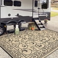 thumbnail image 2 of Nanan 9x12 Outdoor Rug, Reversible Waterproof Plastic Patio Rug, Classic Vintage Style RV Camping Mat for Porch, Backyard, Deck, Balcony, Poolside, Black Brown, 2 of 8