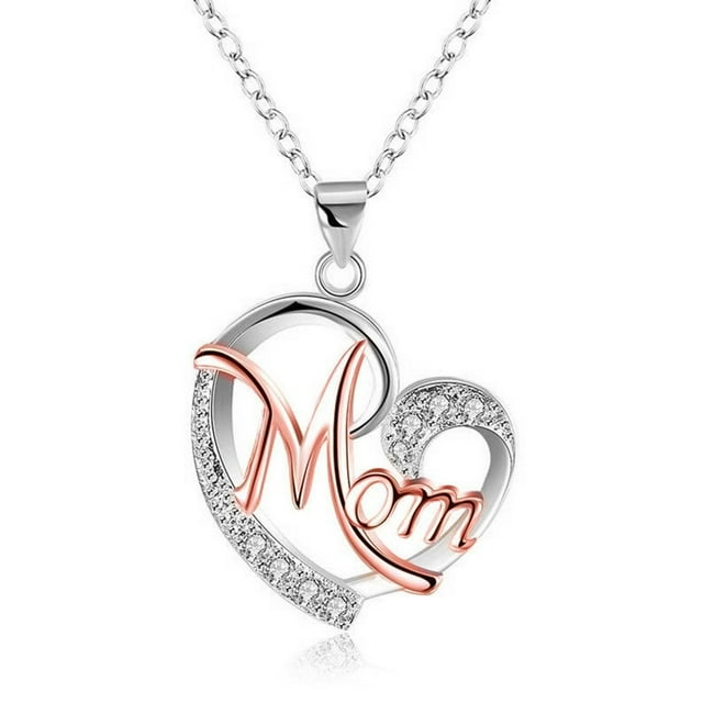 DAMAIE Christmas Birthday Gifts for Mom Love Heart Necklace Mother from Daughter Son Sterling Silver Pendant Necklace Fine Jewelry