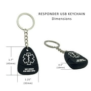 Responder USB Medical Alert Keychain. Hypoallergenic, Waterproof Silicone. 2GB USB Medical Alert Waterproof Flash Drive. Complimentary 12-Month Access PHR (Personal Health Record)