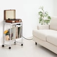 thumbnail image 2 of 2-Tier Rolling Cart with Charging Station, Mobile Side Table with 2 Outlets & 3 USB Ports, Industrial Record Player Stand with Wheels & Adjustable Feet, Printer Stand for Home Office, 2 of 6