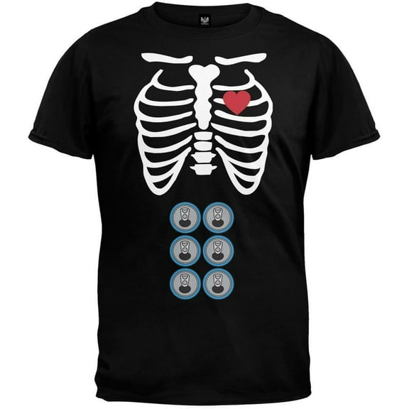 Halloween Men's 6 Pack Pregnant Skeleton Halloween Costume Short Sleeve T Shirt
