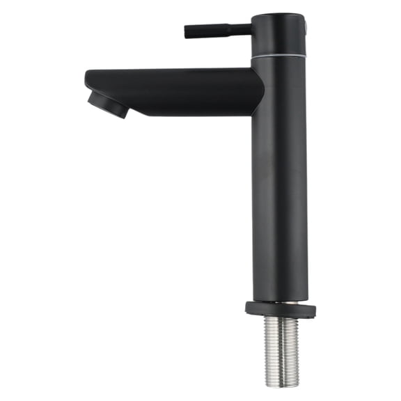 Niceminiwall Kitchen Basin Sink Tap Single Cold Water Tap Counter Sink Faucet Universal Matte Black Stainless Steel Bathroom Part