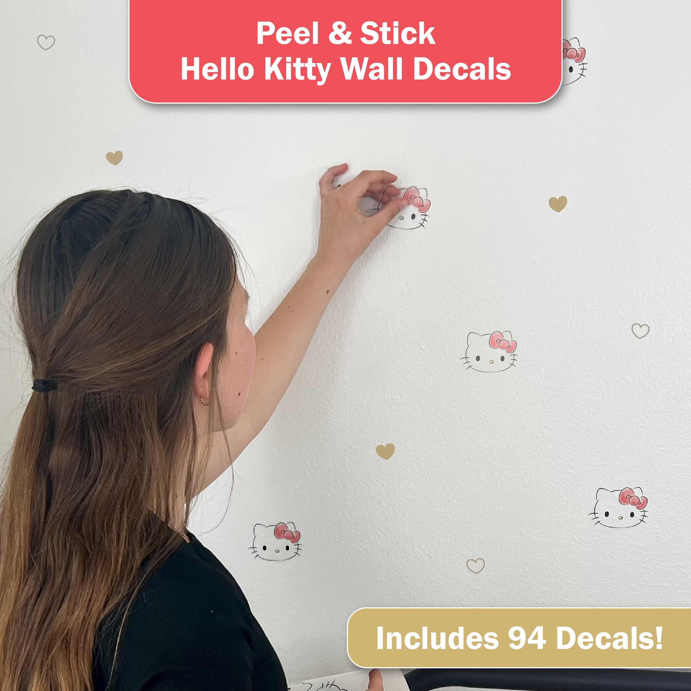 Wall Palz Hello Kitty Vinyl Wall Decals Peel and Stick Room Decorations