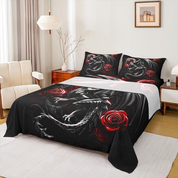 Castle Fairy Boys Girls Magical Dragon Twin Sheet Sets,Gothic Style Bedding