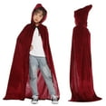 thumbnail image 3 of Zecgelong Kids Velvet Hooded Cloak Cape Party Dress Up Role Play Outfit Red Size 2-17Y, 3 of 3