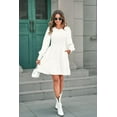 thumbnail image 3 of Femmes 2023 Décontracté Manches Longues Col Rond Élastique Taille Fluide Étagé Mini-Robe, 3 of 6