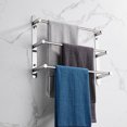 thumbnail image 1 of Hassch THREE Stagger Layers Towel Rack Stainless Steel Hand Polishing Mirror Polished Finished Bathroom Accessories Set Three Towel Bars 15.7 inch bars, Silver, 1 of 5