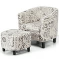 thumbnail image 1 of Gymax Fauteuil Tonneau Moderne Accent Tub Rembourré Imprimé Français avec Ottoman, 1 of 8