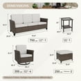 thumbnail image 4 of EAGLE PEAK Ocean Vista 8 piece Patio Variated Brown Wicker Conversation Sofa Set Swivel Chairs, Beige Cushions, 4 of 11